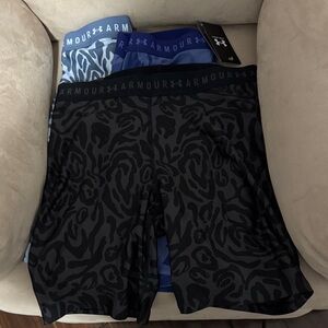 Under Armour Black and Blue Animal Print bike Shorts (3 pair)